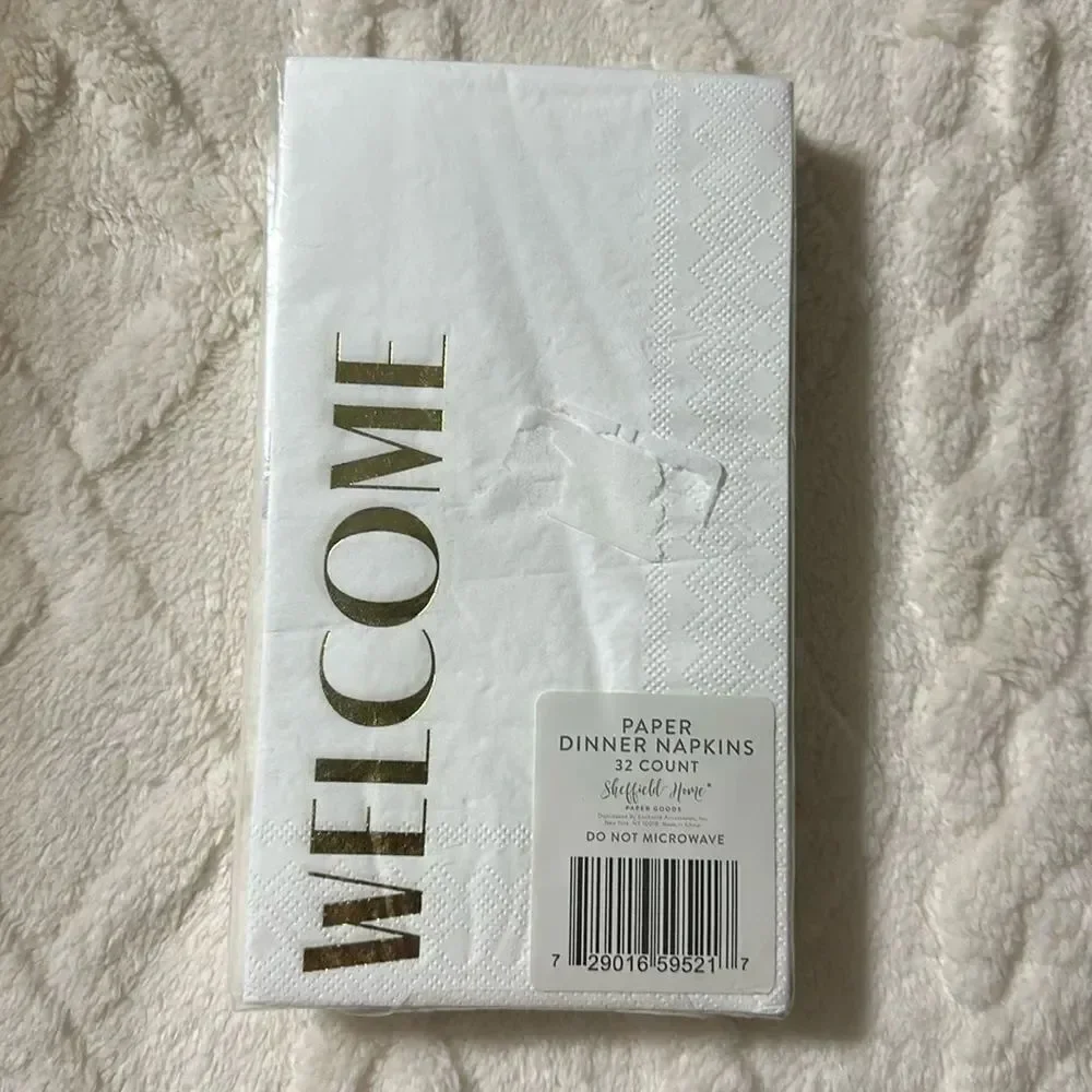 Sheffield Home WELCOME White Gold Guest Paper Towel Napkins 32 Count